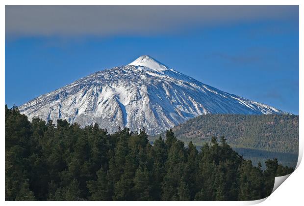 Snow on Mount Teide Print by Geoff Storey
