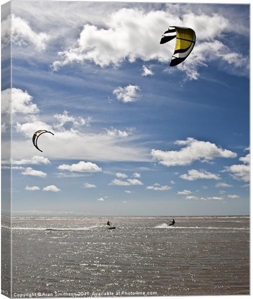 Summer Kite Surfing Canvas Print by Aran Smithson