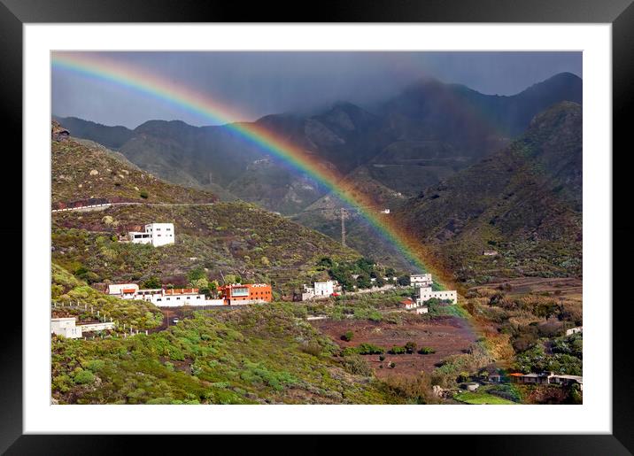 Anaga Mountains Rainbow Framed Mounted Print by Geoff Storey