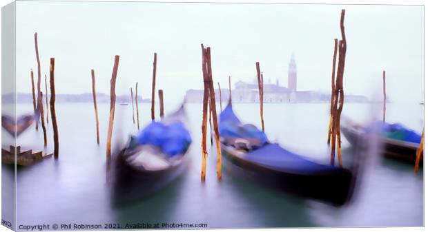 Venice, Gondolas, San Giorgio Maggiore Canvas Print by Phil Robinson