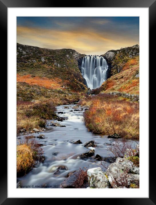 Clashnessie Waterfall Framed Mounted Print by Alan Simpson