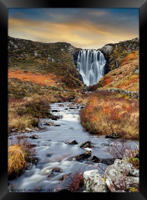 Clashnessie Waterfall Framed Print by Alan Simpson