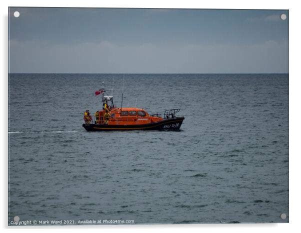 RNLI Lifeboat off the Coast of Hastings. Acrylic by Mark Ward