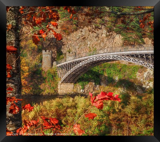 1812 Thomas Telford Craigellachie Bridge Speyside Late Autumn  Framed Print by OBT imaging