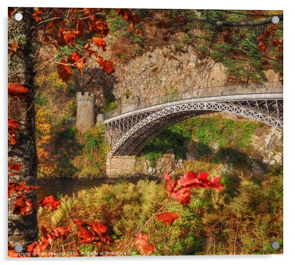 1812 Thomas Telford Craigellachie Bridge Speyside Late Autumn  Acrylic by OBT imaging
