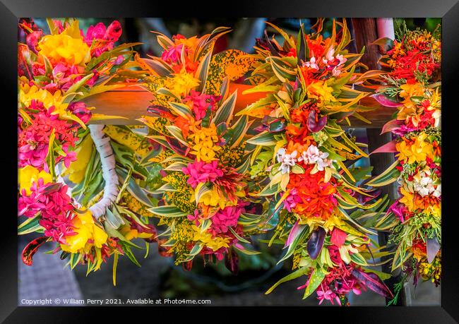 Tropical Flowers Christmas Headwreath Headpiece Moorea Tahiti Framed Print by William Perry