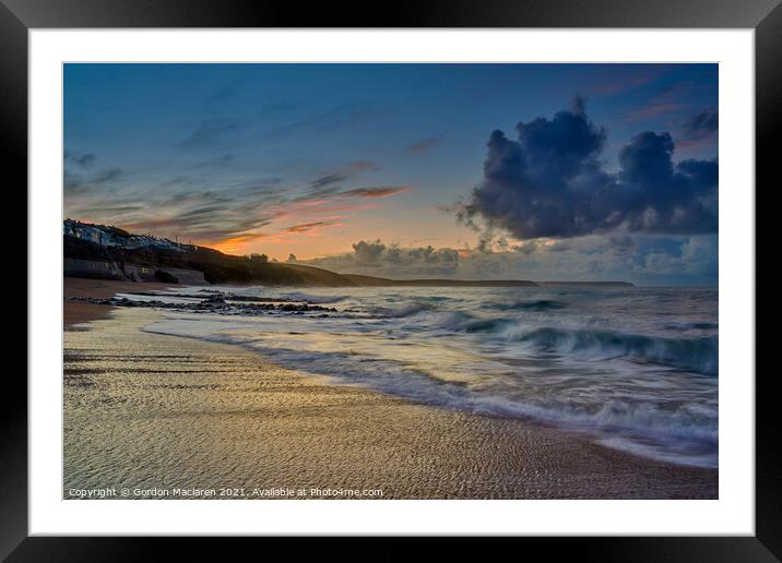Sunrise over Porthleven Beach, Cornwall Framed Mounted Print by Gordon Maclaren
