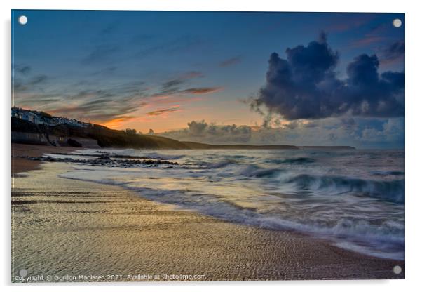 Sunrise over Porthleven Beach, Cornwall Acrylic by Gordon Maclaren