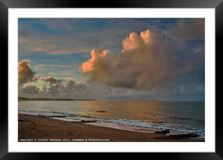 A beautiful Cornish sunrise photographed from Porthleven beach Framed Mounted Print by Gordon Maclaren