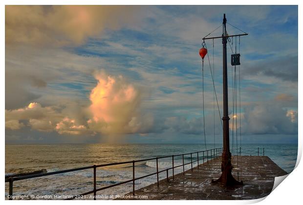 Sunrise over Porthleven Harbour, Cornwall  Print by Gordon Maclaren