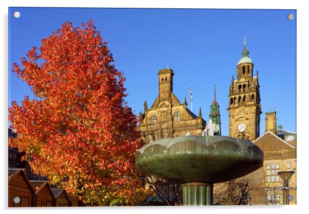 Sheffield Town Hall in Autumn Acrylic by Darren Galpin