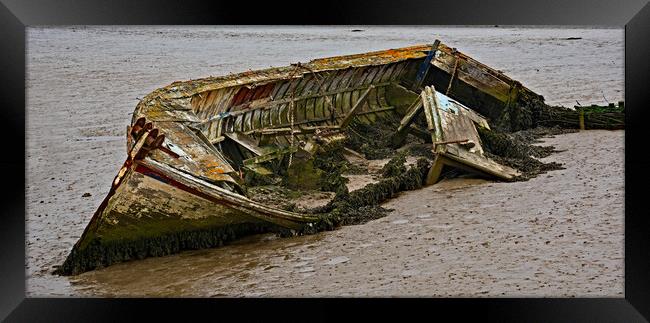 Suffolk Derelict Boat Framed Print by Joyce Storey