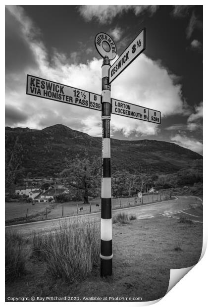 Buttermere Signpost Print by Ray Pritchard
