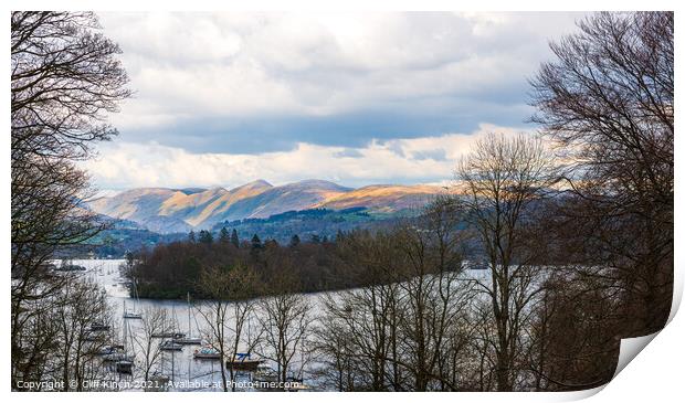 Lake Windermere to High Borrans Print by Cliff Kinch
