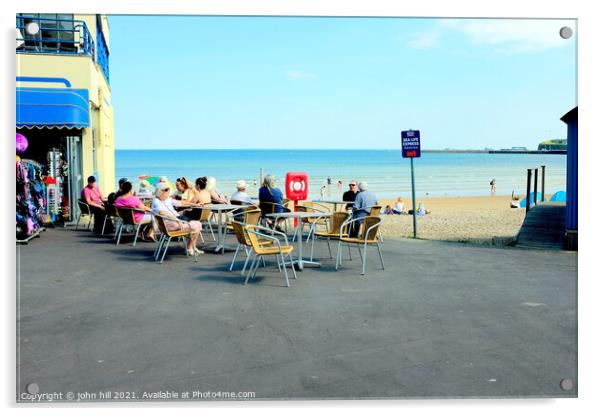 Alfresco by the beach, Weymouth, Dorset, UK. Acrylic by john hill
