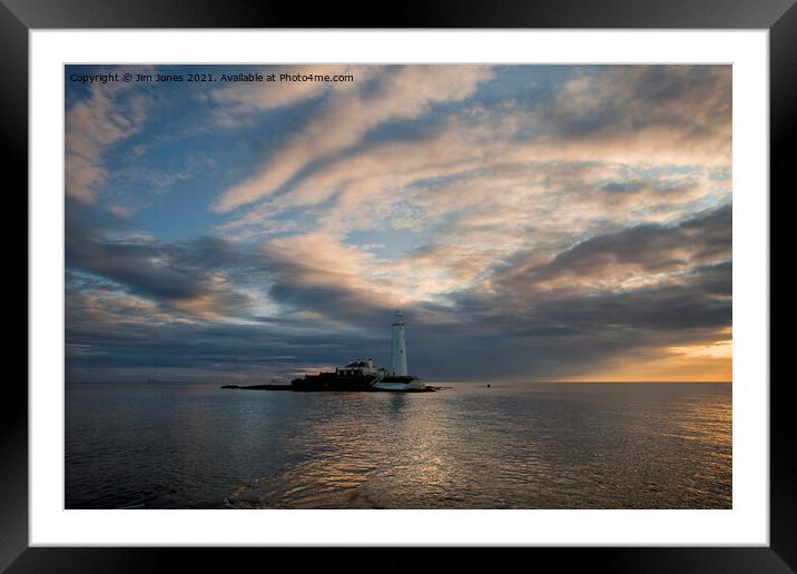 St Mary's Island at high tide Framed Mounted Print by Jim Jones