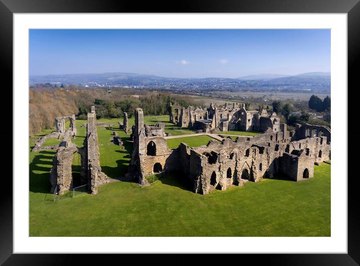 Drone view of Neath Abbey ruins Framed Mounted Print by Leighton Collins