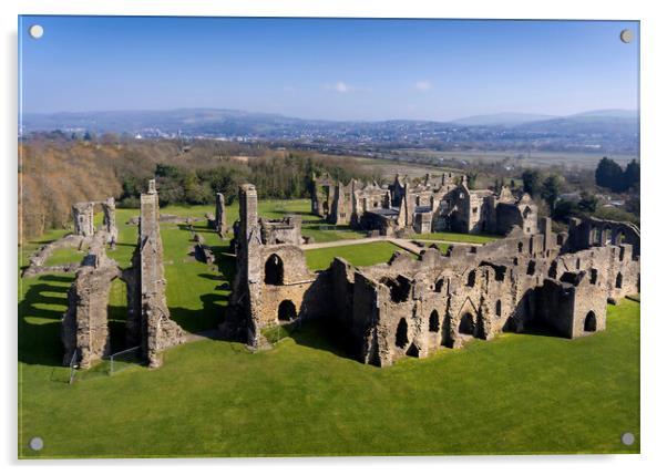 Drone view of Neath Abbey ruins Acrylic by Leighton Collins