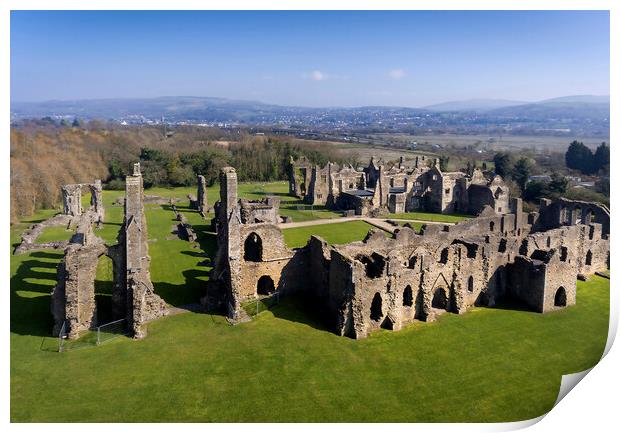 Drone view of Neath Abbey ruins Print by Leighton Collins
