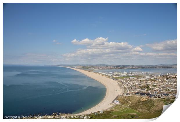 View over Chesil Beach Print by Stephen Coughlan