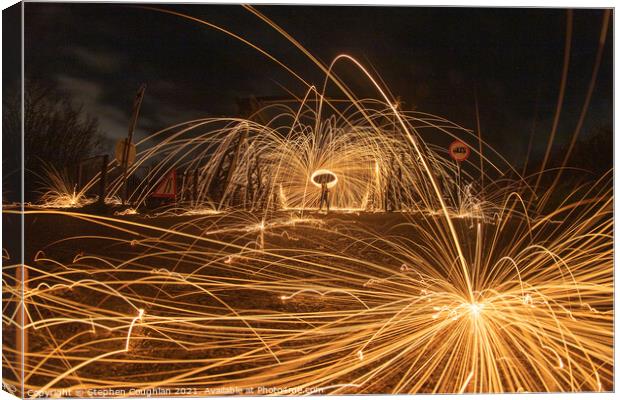 Steel Wool Spinning Canvas Print by Stephen Coughlan