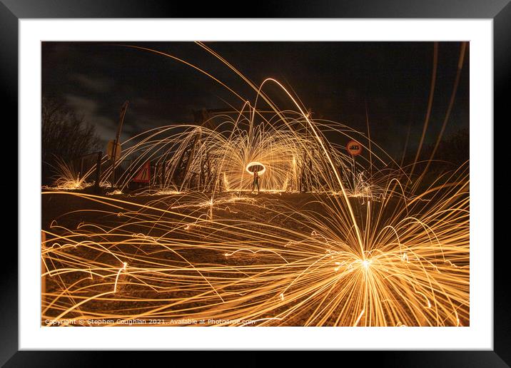 Steel Wool Spinning Framed Mounted Print by Stephen Coughlan