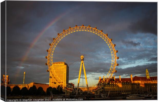 London Eye Rainbow Canvas Print by Stephen Coughlan