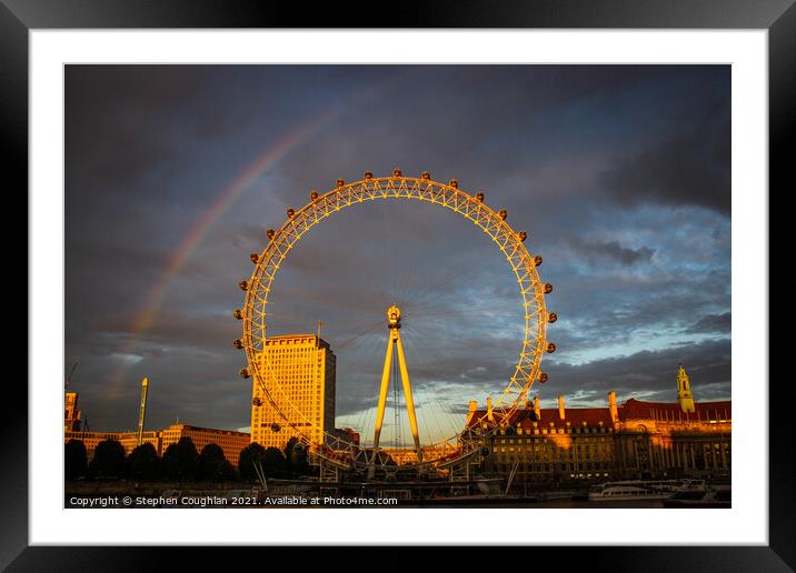 London Eye Rainbow Framed Mounted Print by Stephen Coughlan