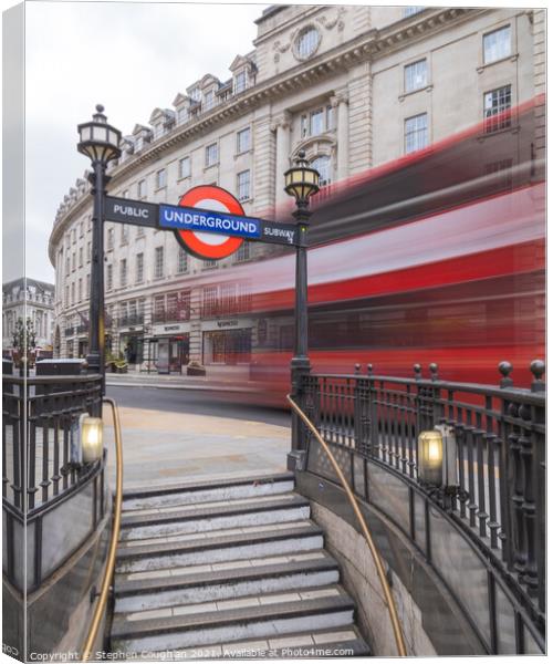 Piccadilly Bus Whoosh Canvas Print by Stephen Coughlan