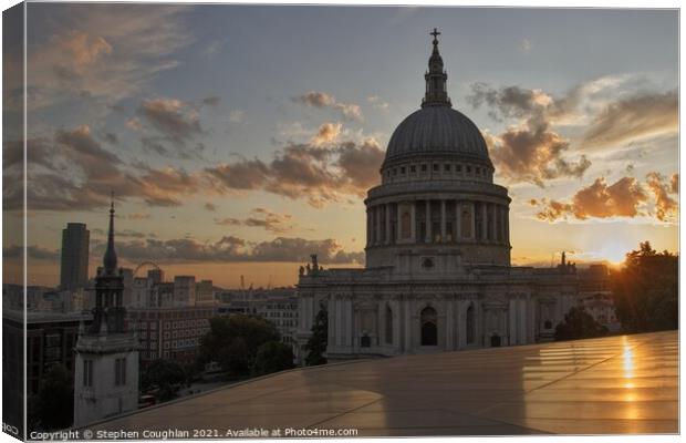Sunset at St Pauls Cathedral Canvas Print by Stephen Coughlan