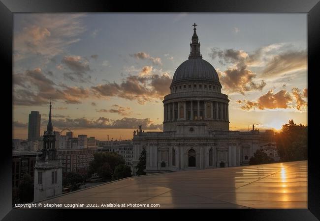 Sunset at St Pauls Cathedral Framed Print by Stephen Coughlan