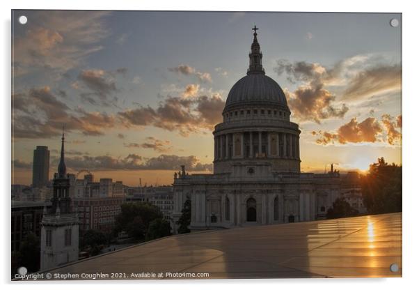 Sunset at St Pauls Cathedral Acrylic by Stephen Coughlan
