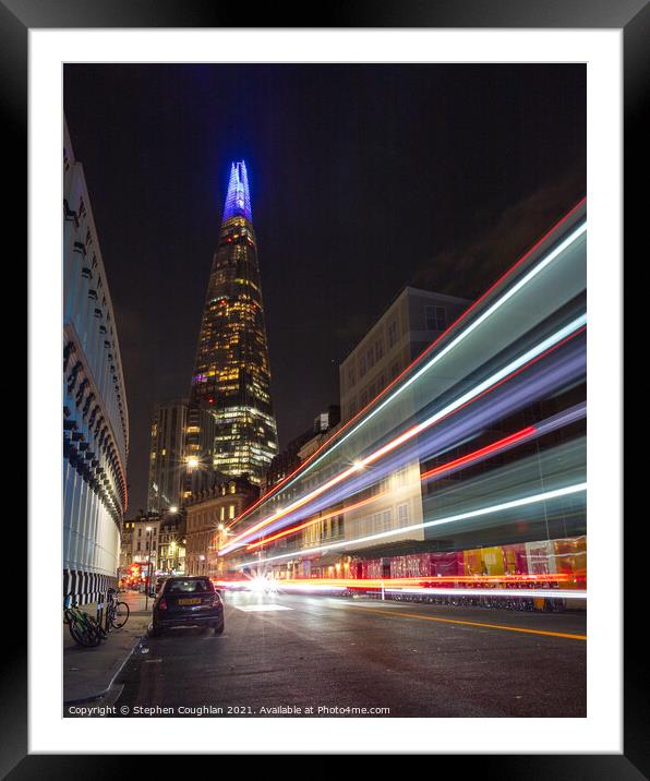The Shard Bus Trails Framed Mounted Print by Stephen Coughlan