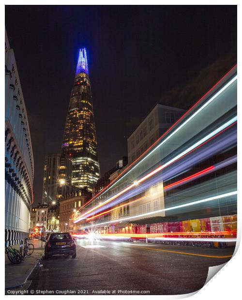 The Shard Bus Trails Print by Stephen Coughlan