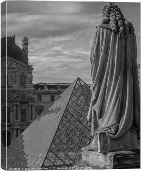 Louvre View (Black & White) Canvas Print by Stephen Coughlan