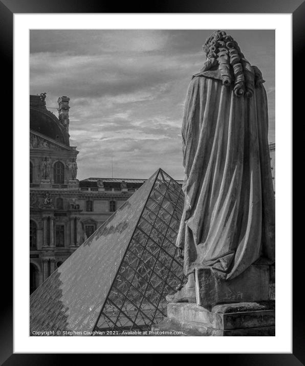Louvre View (Black & White) Framed Mounted Print by Stephen Coughlan