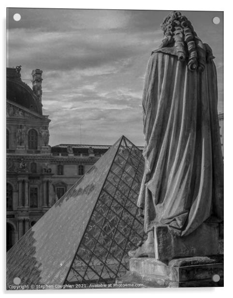 Louvre View (Black & White) Acrylic by Stephen Coughlan