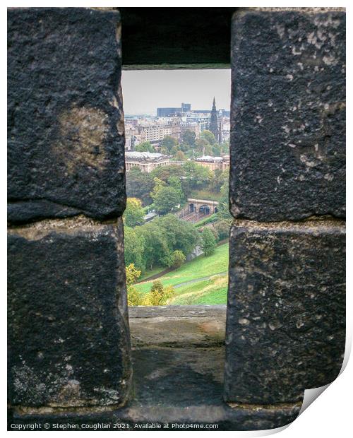 Scott Monument from Edinburgh Castle Print by Stephen Coughlan