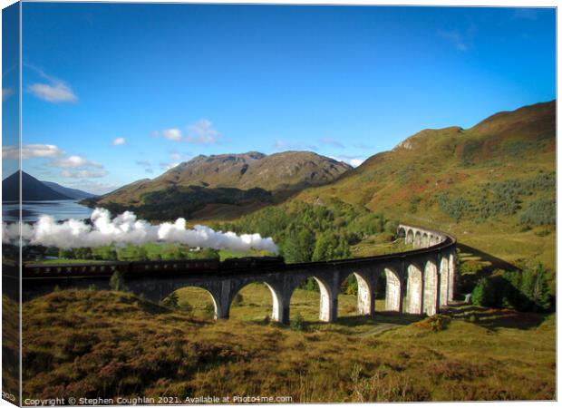 Steam on the Glenfinnan Viaduct Canvas Print by Stephen Coughlan
