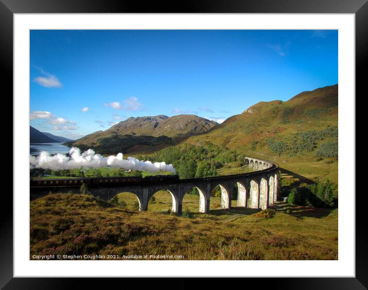 Steam on the Glenfinnan Viaduct Framed Mounted Print by Stephen Coughlan