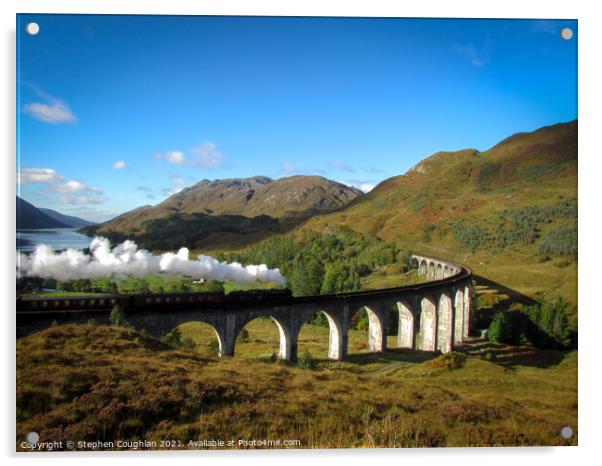 Steam on the Glenfinnan Viaduct Acrylic by Stephen Coughlan