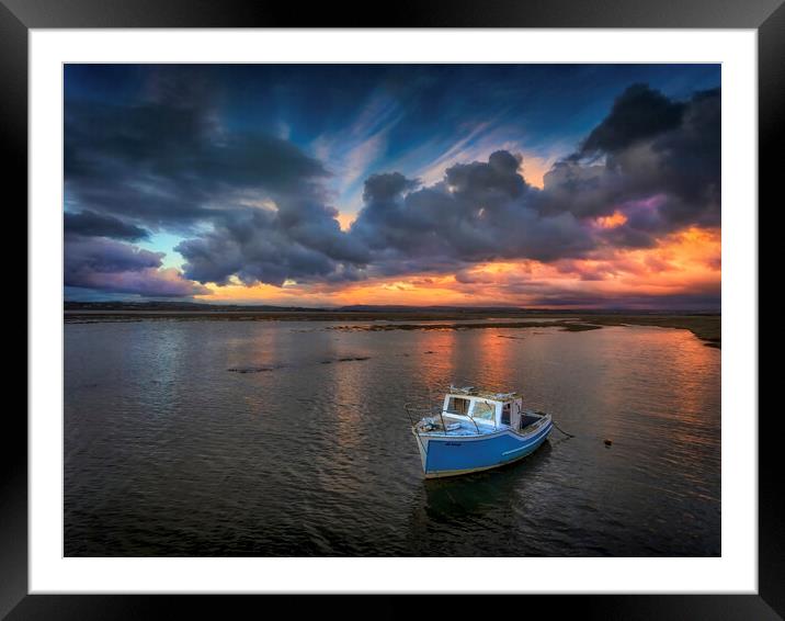 Fishing boat in Penclawdd Framed Mounted Print by Leighton Collins