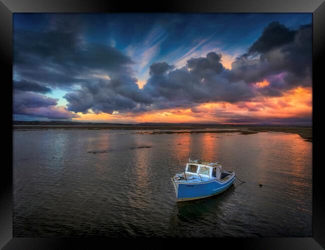 Fishing boat in Penclawdd Framed Print by Leighton Collins
