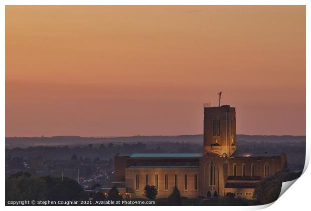 Guildford Cathedral Sunset Print by Stephen Coughlan