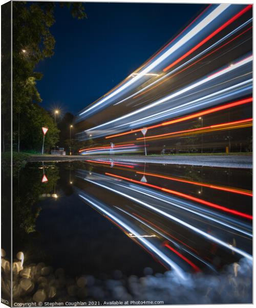 Bus Trail Reflections Canvas Print by Stephen Coughlan