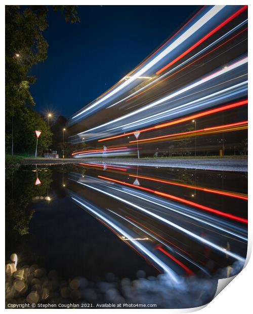 Bus Trail Reflections Print by Stephen Coughlan