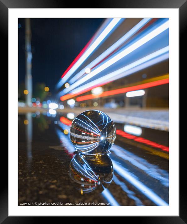 Lensball Bus Trails With Reflections Framed Mounted Print by Stephen Coughlan