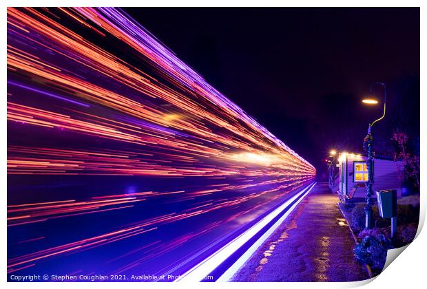 Steam Illuminations at The Watercress Line - Long Exposure Print by Stephen Coughlan