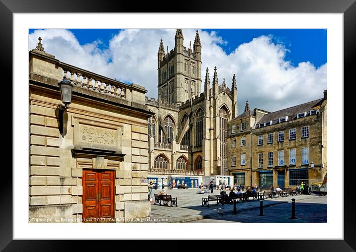 Awe-inspiring view of Bath Abbey and the Roman Bat Framed Mounted Print by Roger Mechan