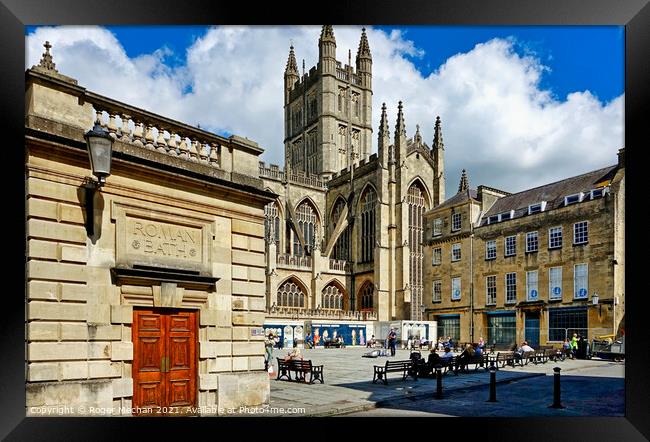 Awe-inspiring view of Bath Abbey and the Roman Bat Framed Print by Roger Mechan